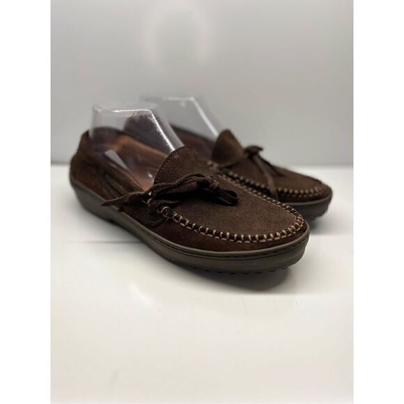 Eddie Bauer Women’s Leather Loafers Slip On Brown Shoes Size 9.5M Made in Italy - Picture 1 of 11